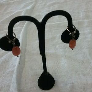 Vintage Sterling silver and Amber pierced earrings